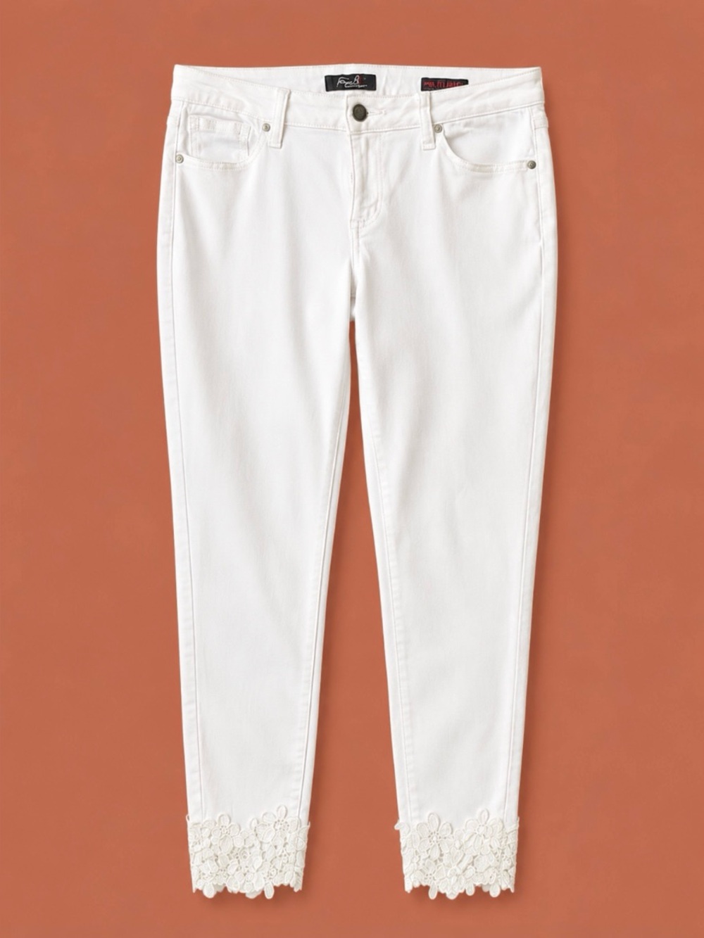 Earl Jeans Skinny Ankle Floral Detailed High Rise White Jeans 10P